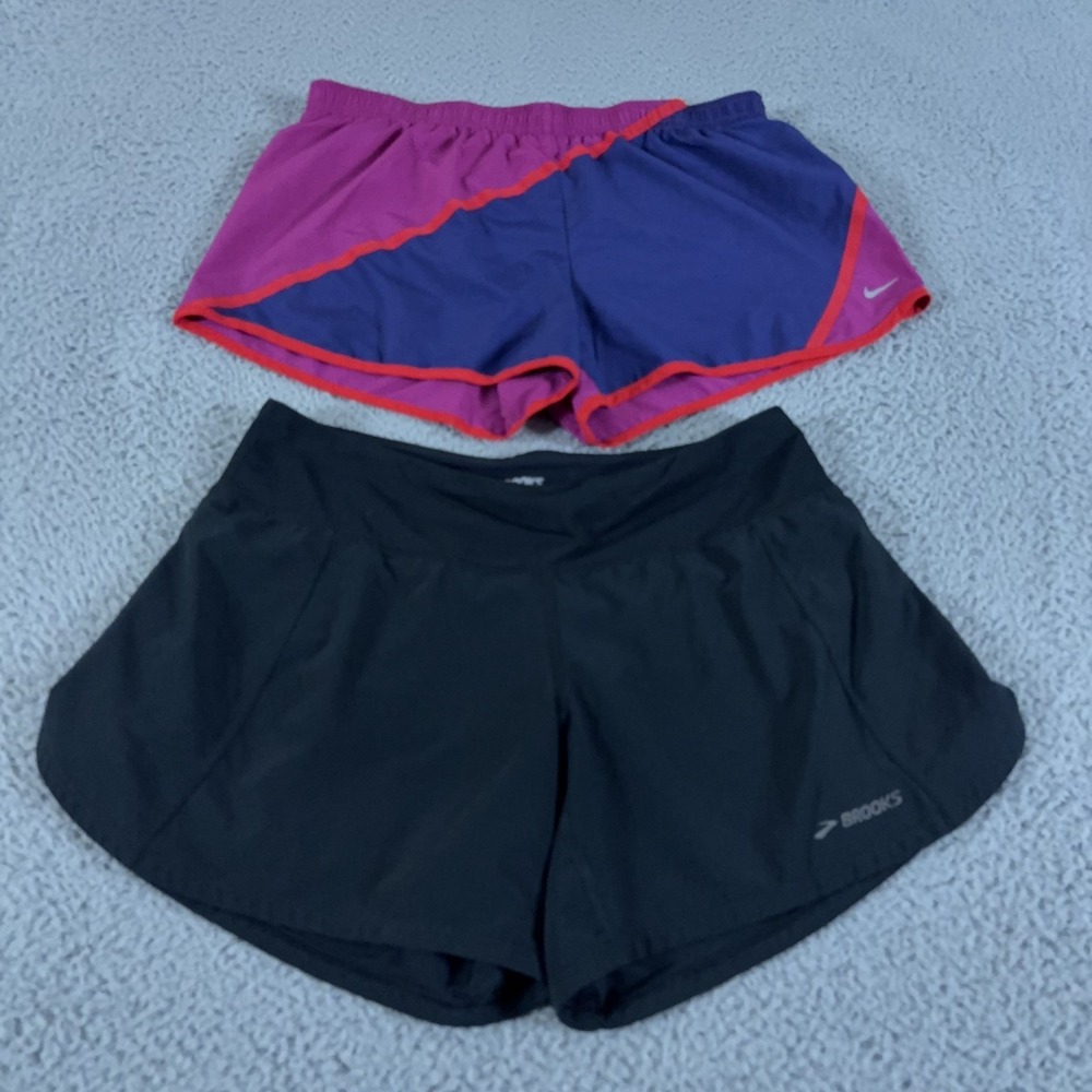 LOT OF 2 Nike‎ x Brooks Running Shorts Womens M Tempo Lined Dri-Fit Workout Gym